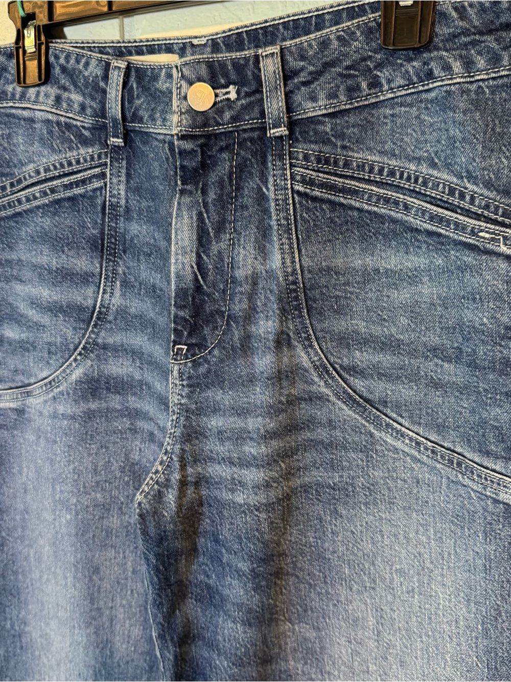 Pilcro High Rise Super Wide Leg Blue Jeans - Picture 6 of 13